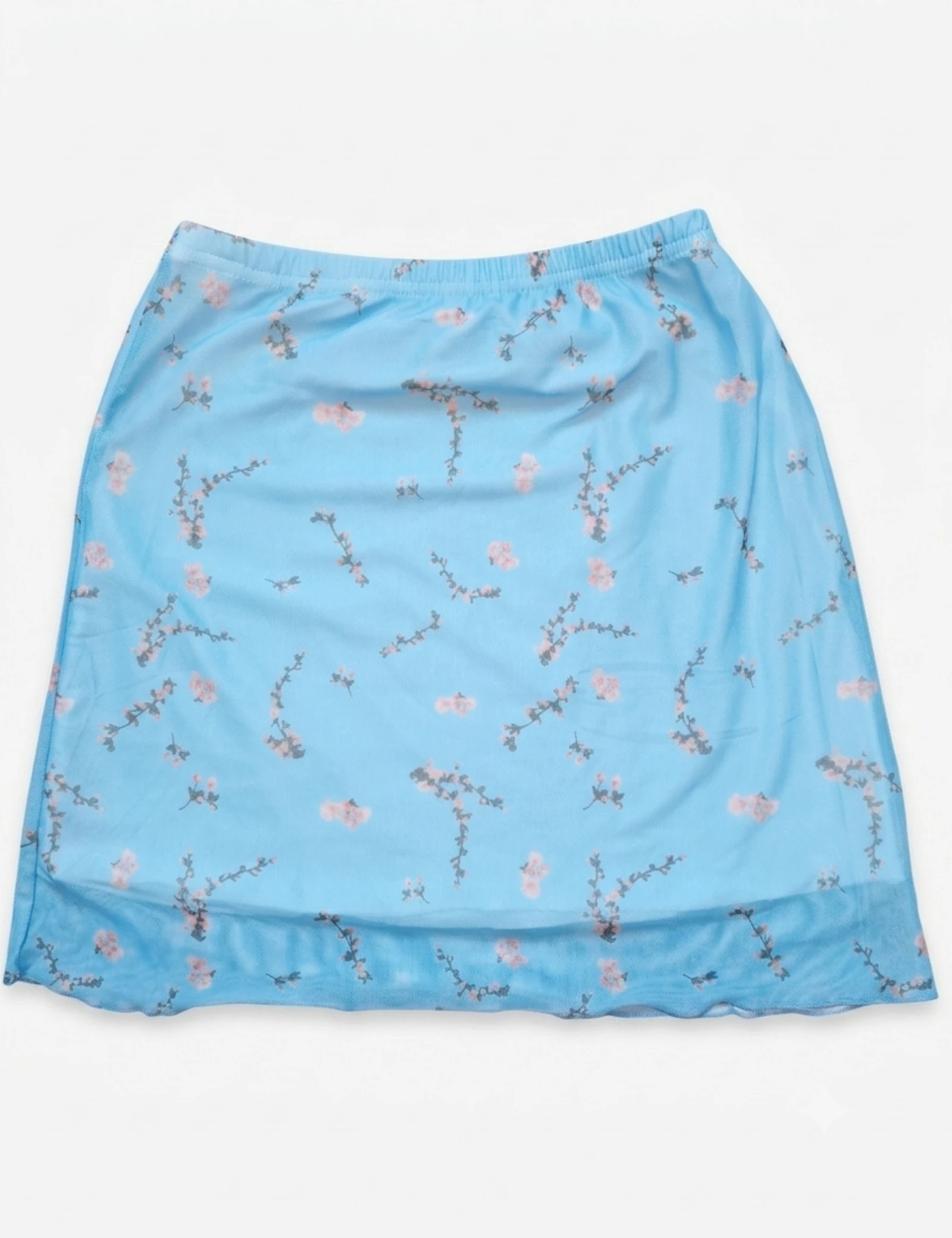 Falda azul con estampado floral